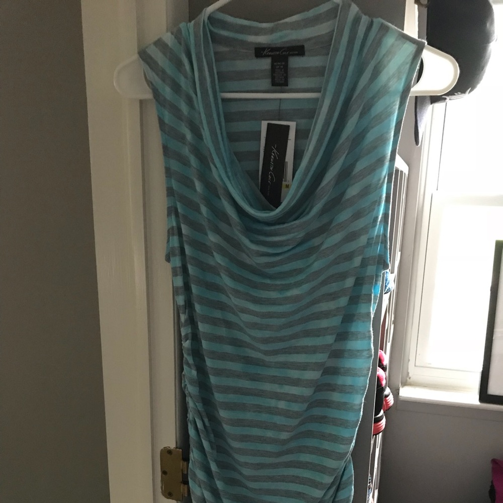 Kenneth Cole Striped Rouged Midi Dress